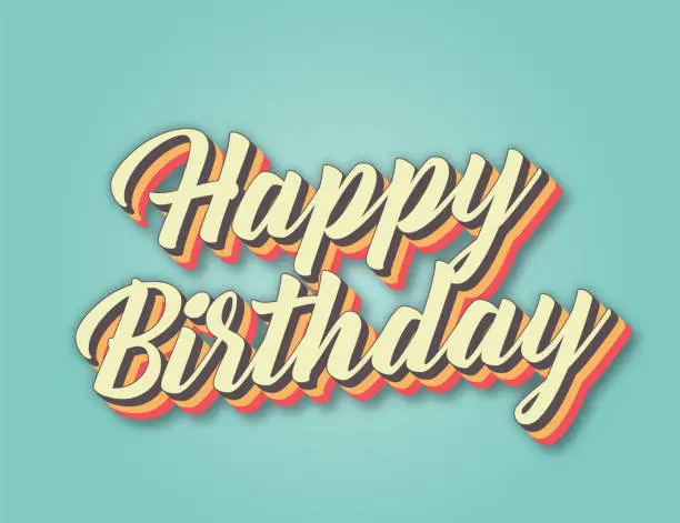 Vector illustration of Happy Birthday. Retro style lettering stock illustration. Invitation or greeting card stock illustration