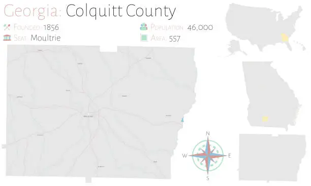 Vector illustration of Map of Colquitt County in Georgia