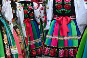 Women dressed in polish national folk costumes from Lowicz region