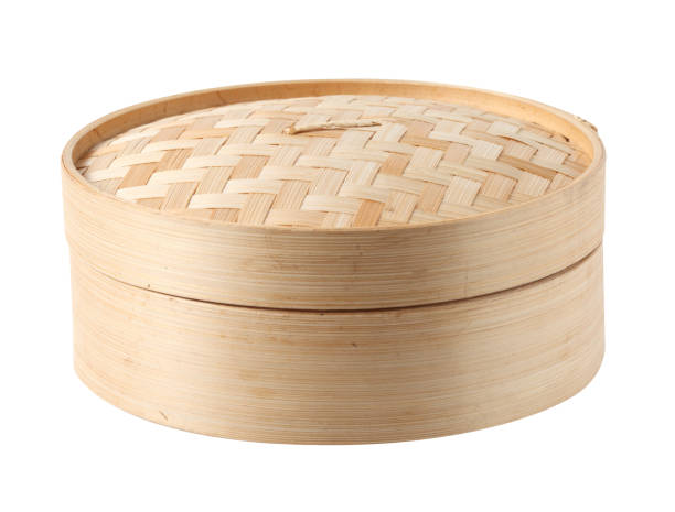 istock Chinese bamboo basket isolated on white background 1283157846