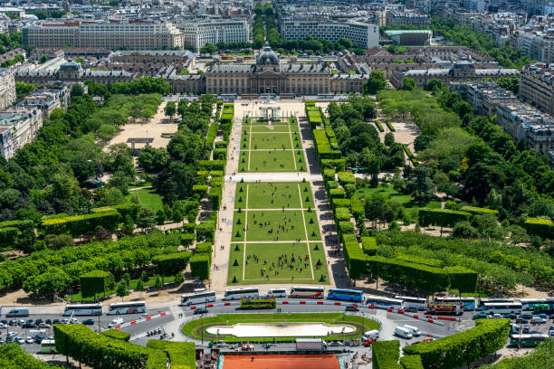 istock Aerial view Champ de Mars from the Eiffel Tower in Paris 1283163538