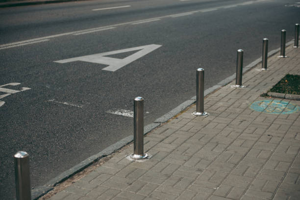 istock Anti parking bollard in the city 1283169800