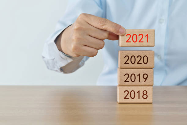 istock 2018, 2019, 2020, 2021 written on wooden blocks 1283170070
