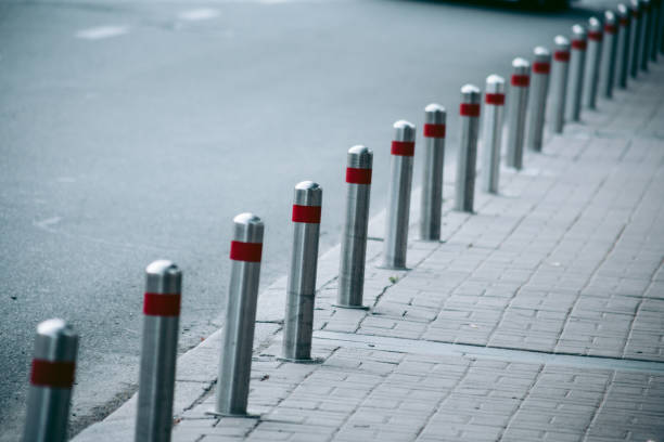 istock Anti parking bollard in the city 1283170971