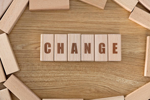 istock Wooden toy blocks with word change 1283181015