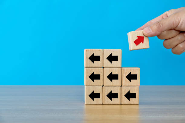 istock The red arrow is in a different direction 1283181211