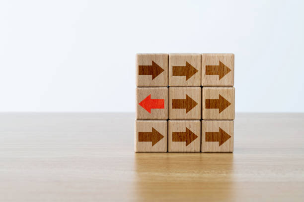 istock The red arrow is in a different direction 1283182079