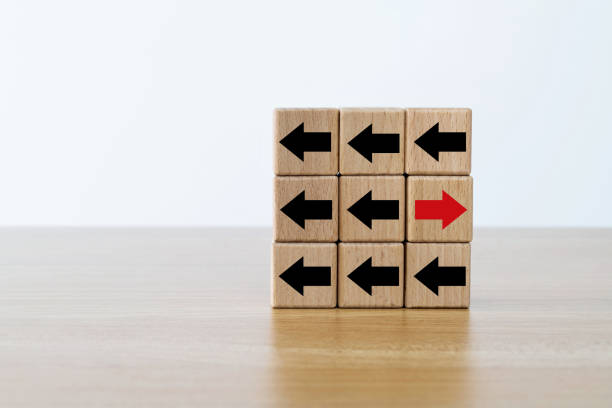 istock The red arrow is in a different direction 1283182410