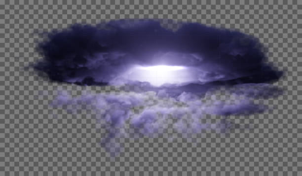eps10.透明な背景に稲妻から点滅する暗い、密な雷雲。ベクターの図。 - storm cloud tornado thunderstorm storm点のイラスト素材／クリップアート素材／マンガ素材／アイコン素材