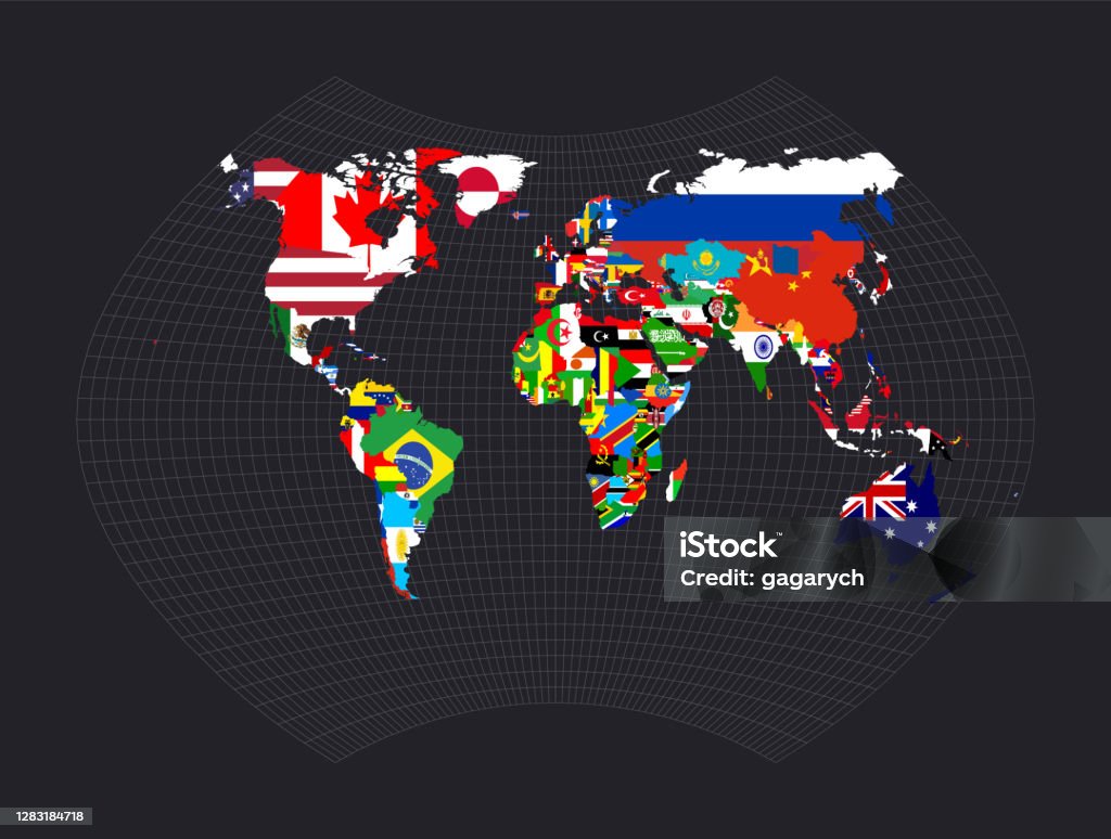 Fotw Map World Map With Flags Stock Illustration - Download Image Now - Africa ...
