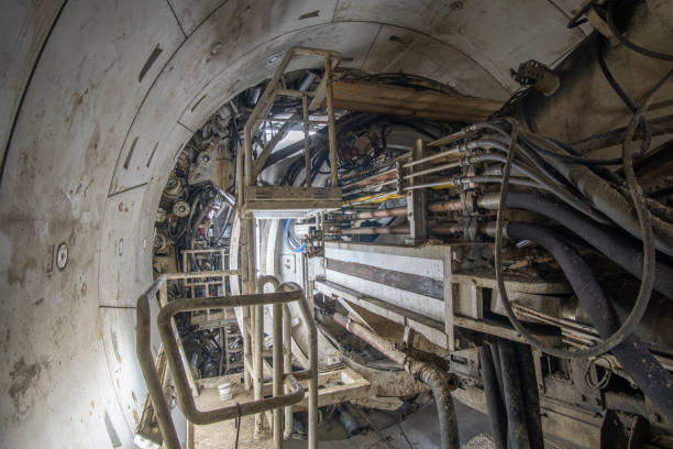 istock Tunnel shield on the construction of a subway tunnel. 1283187980