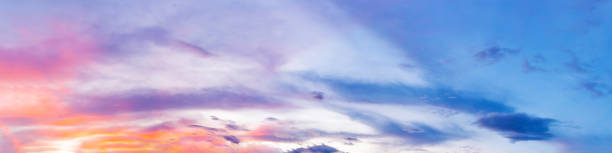 istock Dramatic panorama sky with cloud on sunrise and sunset time. 1283196669