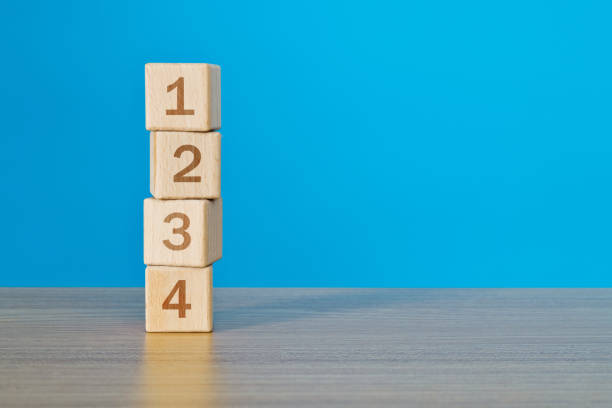 Wooden toy blocks with number 1234.