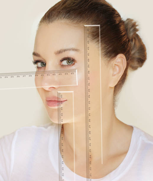 istock Making Beauty, modifying face to make it closer to the Golden Mask,plastic surgery. correction of asymmetry. 1283204025