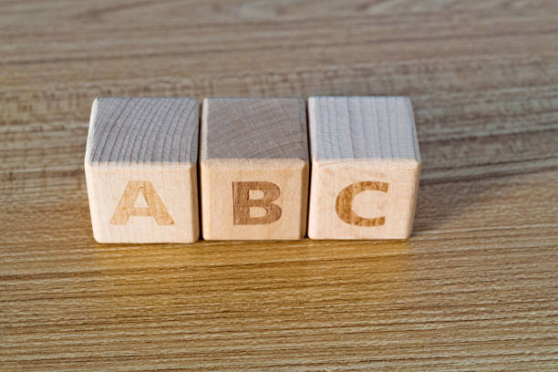 istock Wooden blocks with letters A B C on table 1283205823