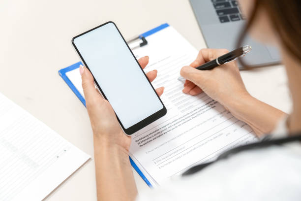 istock Female doctor making online videocall with patient. Mockup. 1283206789