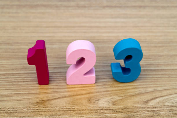 istock Wooden number 123 on the table 1283208636