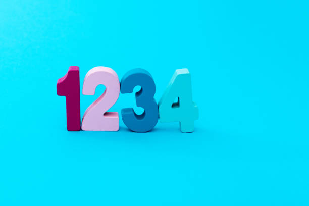 istock Wooden number 1234 on blue background 1283210737
