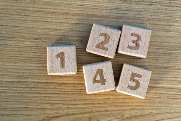Wooden toy blocks with number 12345.