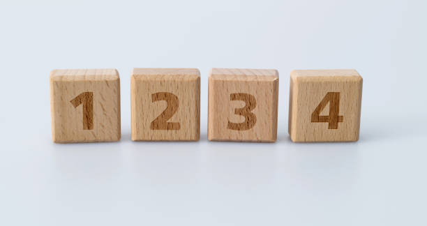 Wooden toy blocks with number 1234.