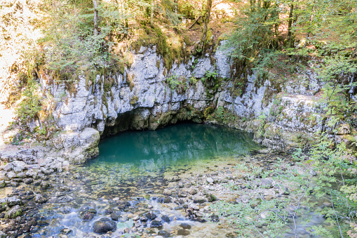 Discovery trail of Biel and the blue hole, Morez in the Jura, France