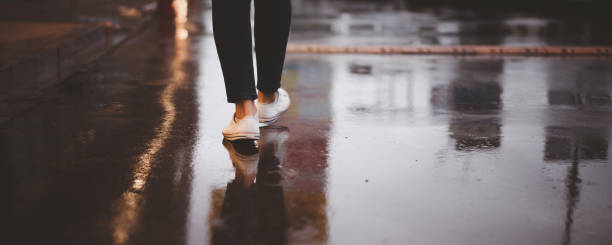 Woman in raining season
