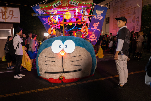 Kawaguchiko, Japan - September 19, 2019: A Doremon car on a festival in Kawaguchiko