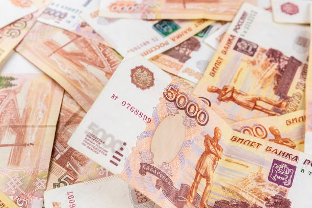 istock background of banknotes, Russian rubles 1283218587