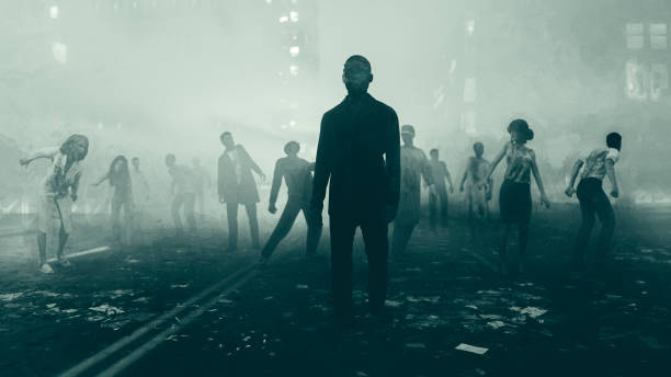 Beginning of the Zombie Apocalypse Beginning of the Zombie Apocalypse, entirely 3D generated image. zombie stock pictures, royalty-free photos & images