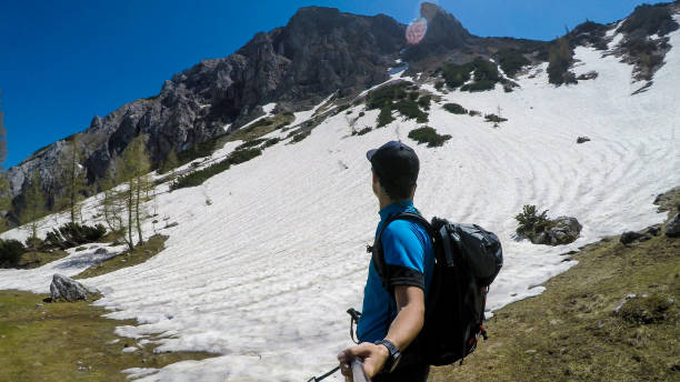 istock Hochturm - A man taking a selfie in the mountians 1283222196