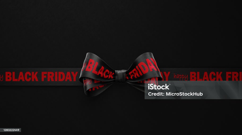 Feliz Black Friday Escrita Fita Preta sobre Fundo Preto - Foto de stock de Black Friday - Shopping Event royalty-free