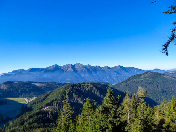 istock Kaiserau Kreuzkogel - Panoramic view on the surrounding Alps 1283223360