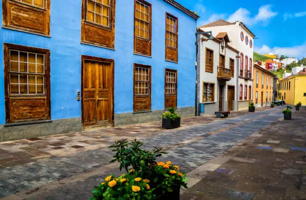 Photo of City street view in La Laguna town on Tenerife, Canary Islands. Spain.