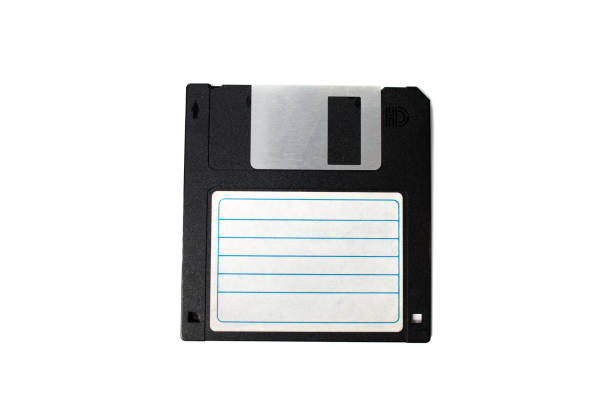 primer plano de un disquete de 3,5 pulgadas. artículos de computadora vintage. retro. - disk fotografías e imágenes de stock