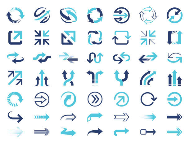 illustrazioni stock, clip art, cartoni animati e icone di tendenza di frecce - design element infographic symbol icon set