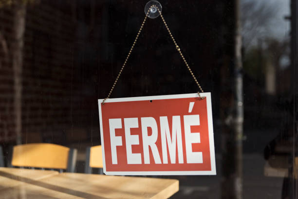 istock French signage ferme in glass reflection. 1283233782