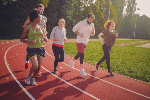 istock Running is always more interesting with company 1283236125