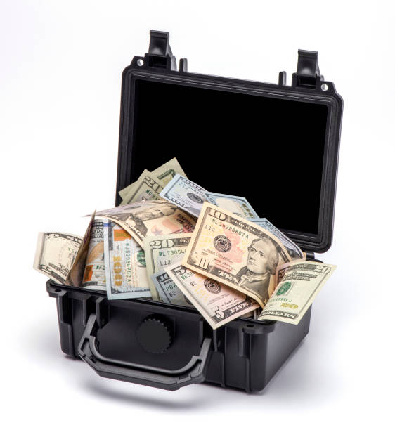 istock Heap of US Dollar Bills in Pressure-resistant case 1283239300