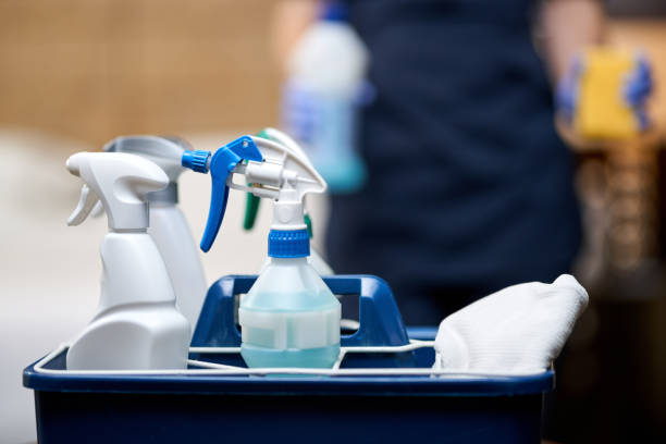 istock Spray and cleaning agent for hotel room disinfection 1283239497