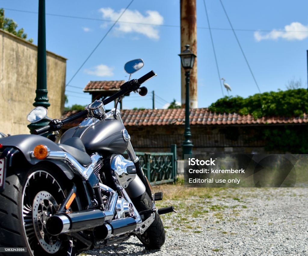 Blue Sky And Harley Davidson Stock Photo - Download Image Now - Harley- Davidson, Lifestyles, Road - iStock