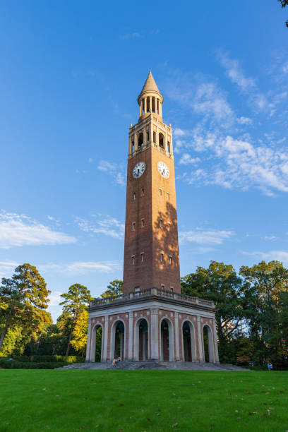 Bell tower on UNC Campus, University of North Carolina. Chapel Hill, NC / USA - October 23, 2020: Bell tower on UNC Campus university of north carolina stock pictures, royalty-free photos & images