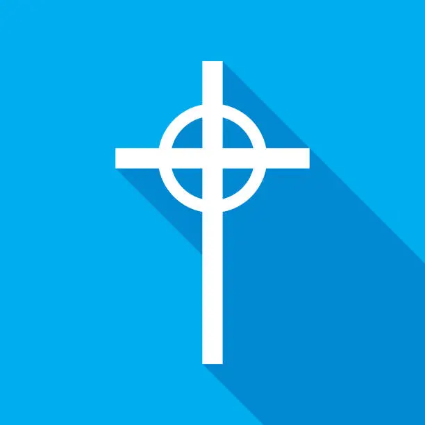 Vector illustration of Blue Old Fashioned Religious Cross Icon