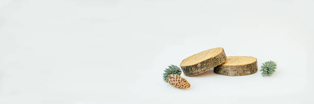 istock Wooden round cylinders shapes. 1283257814