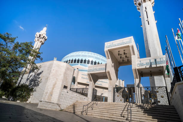 istock King Abdullah Mosque in Amman. King Abdullah Mosque was built by the late King Hussein between 1982 and 1990 as a memorial to his grandfather. Main entrance to the mosque. 1283258560