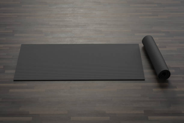 istock Black yoga mat 1283258612