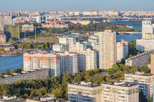 Aerial city view at day time. Moscow.