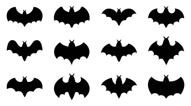 ilustrações de stock, clip art, desenhos animados e ícones de bat icon set - vector illustration . - bat animal flying mammal