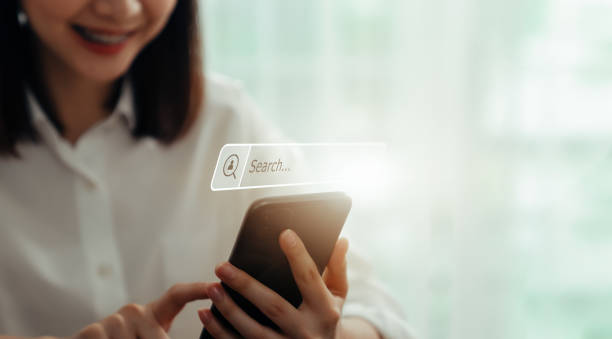 istock Smile woman hand using smartphone and press screen to search Browsing on the Internet online. 1283264881