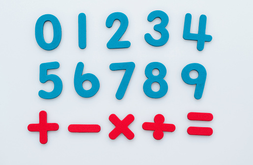 Wooden numbers from 0 to 9.