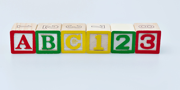 Wooden blocks with ABC and 123.